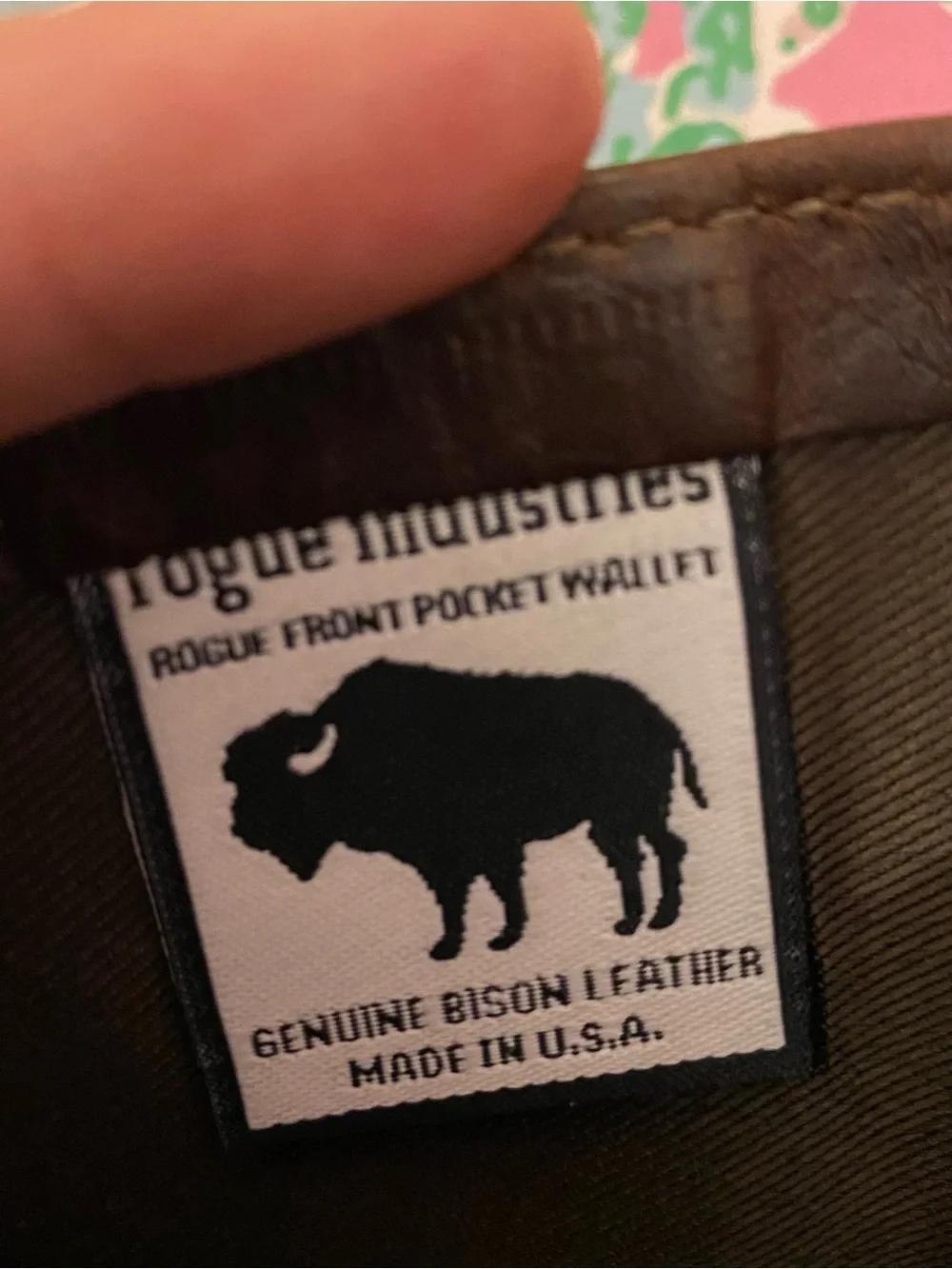 ROGUE INDUSTRIES Front Pocket Wallet Billfold Brown Genuine Bison Leather